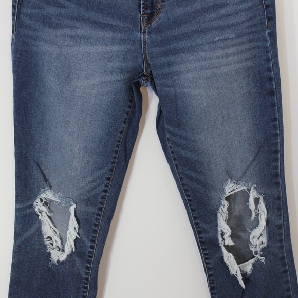 OLD NAVY Rockstar Mid-Rise Distressed Raw Hem Jeans Stretch Denim Knee Holes 8 - Picture 10 of 12